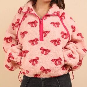 Pink bow Sherpa pullover